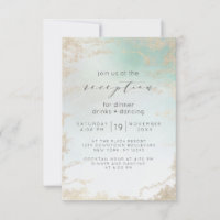 Abstract Aqua Ombre Fade with Frosted Gold Glitter