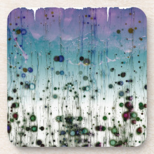 Abstract Aqua Purple and Black Coaster