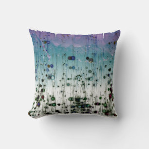 Abstract Aqua Purple and Black Cushion