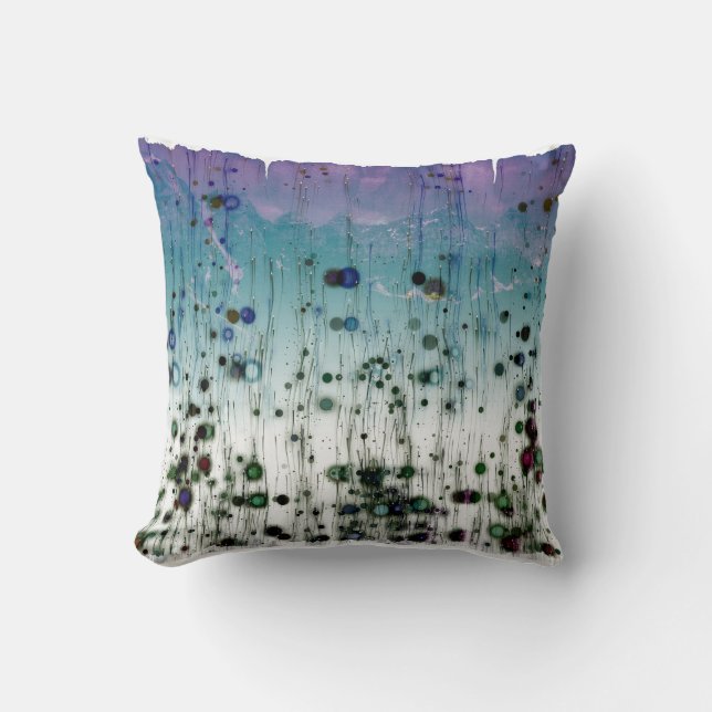 Abstract Aqua Purple and Black Cushion (Front)
