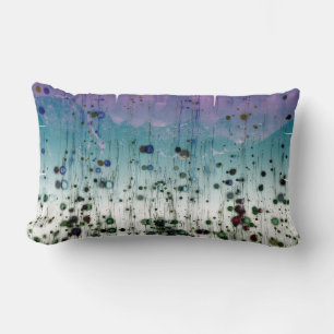 Abstract Aqua Purple and Black Lumbar Cushion