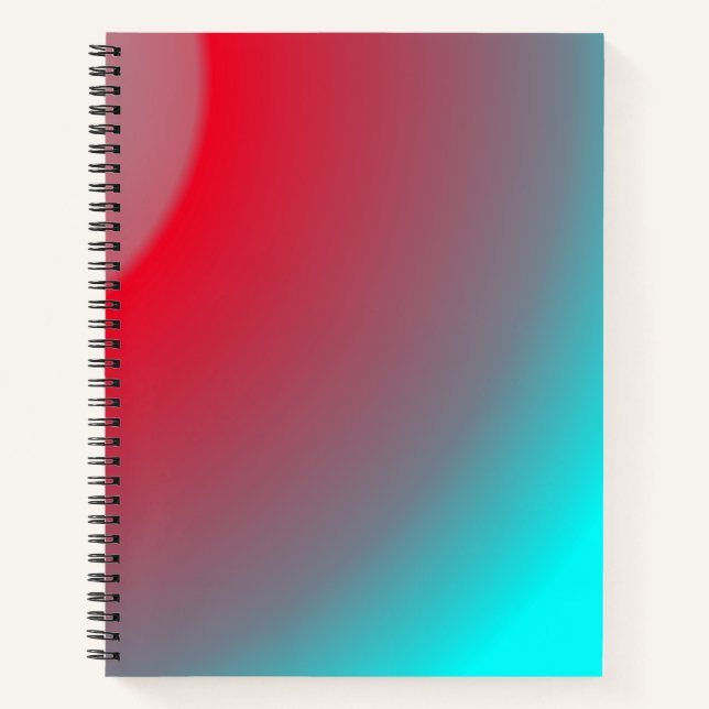 Abstract Aqua & Red Watercolor Gradient Holo Notebook (Front)
