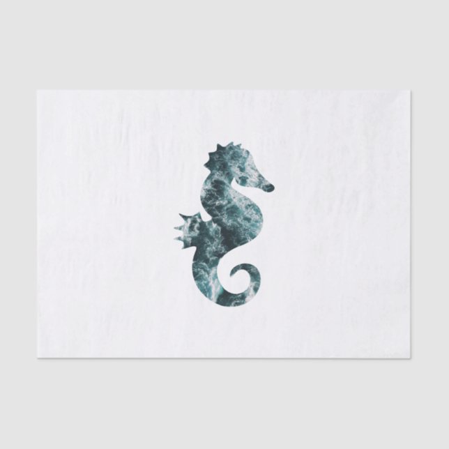 Abstract aqua seahorse tissue paper (Front)