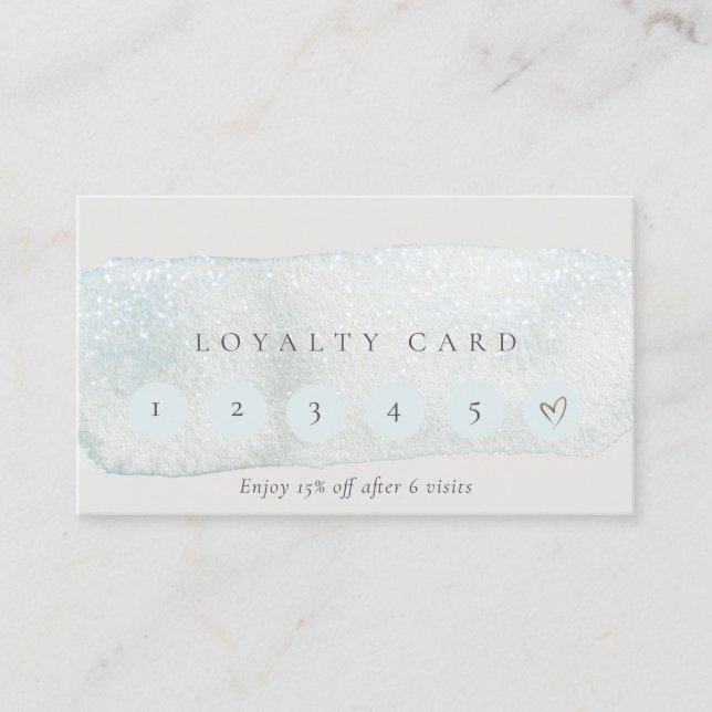 Abstract Aqua Silver Brush Stoke 6 Punch Loyalty Business Card (Front)