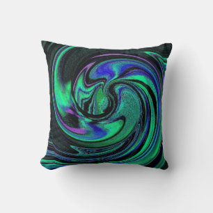 Abstract Aqua Swirls Throw Pillow