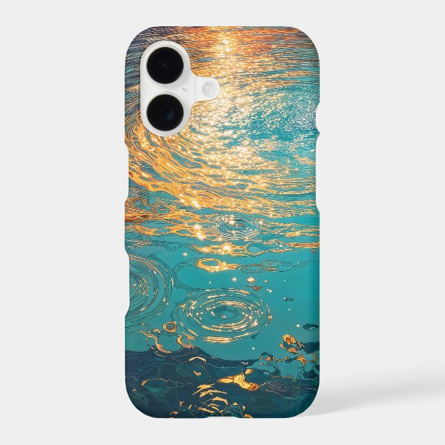 Abstract Aqua Waves with Golden Sunlight (Back)