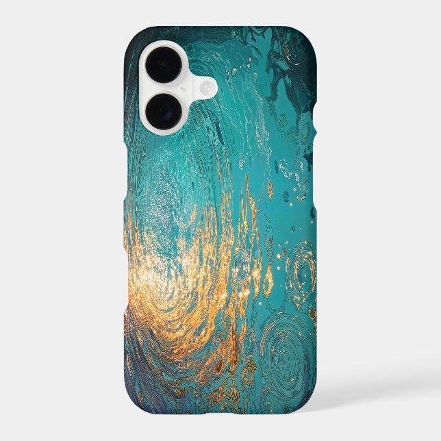 Abstract Aqua Waves with Golden Sunlight (Back)