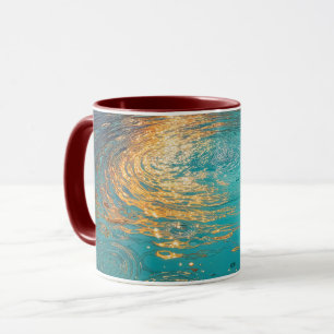 Abstract Aqua Waves with Golden Sunlight Mug