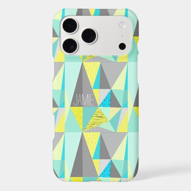 Abstract Aqua Yellow Grey Geometric Personalised (Back)