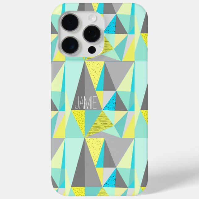 Abstract Aqua Yellow Grey Geometric Personalised Case-Mate iPhone Case (Back)