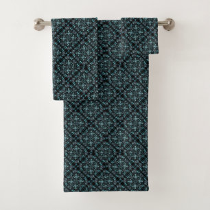 Abstract Aquatic Shaded Repeating Pattern Swirls Bath Towel Set