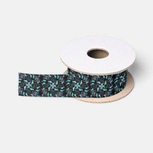 Abstract Aquatic Shaded Repeating Pattern Swirls Satin Ribbon