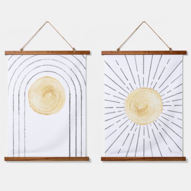 Abstract arch and sun hanging tapestry (Double)