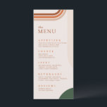 Abstract Arch Beige menu cards, Terracotta, Rust<br><div class="desc">Modern boho menu cards with arch shapes. The main colour of the menu card is beige,  with arch shapes in dark green,  rust,  and terracotta colours. Following modern trends,  this menu will surely be a striking detail on the table.
Collection: https://www.zazzle.com/collections/boho_arch_abstract_wedding_collection-119061662657911589</div>