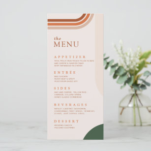 Abstract Arch Beige menu cards, Terracotta, Rust