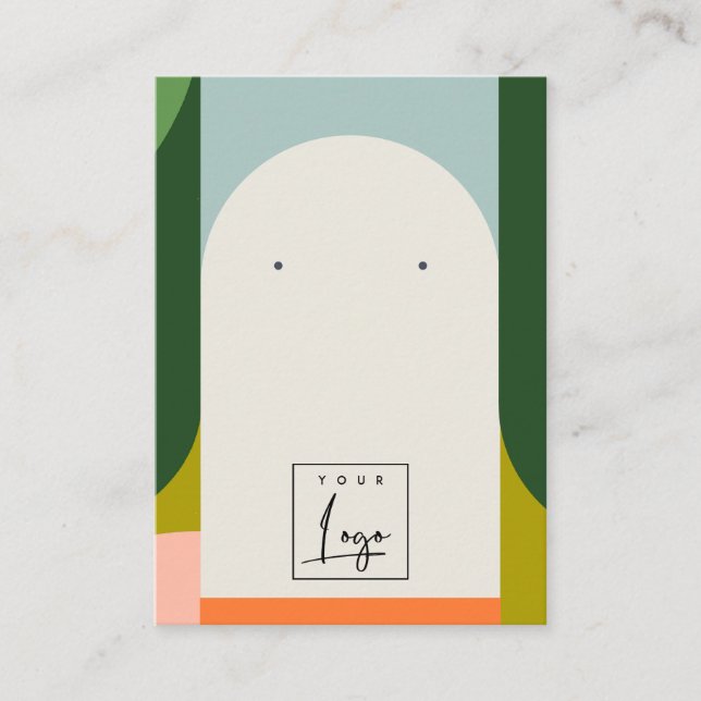 Abstract Arch Retro Colourful Logo Earring Holder Business Card (Front)