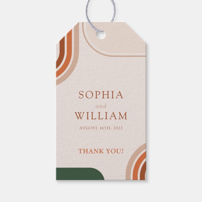Abstract Arch Wedding Boho Thank You Tag (Front)
