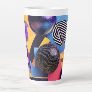 Abstract arrangement with colorful spheres latte mug