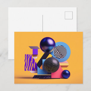 Abstract arrangement with colourful spheres postcard