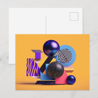 Abstract arrangement with colourful spheres postcard