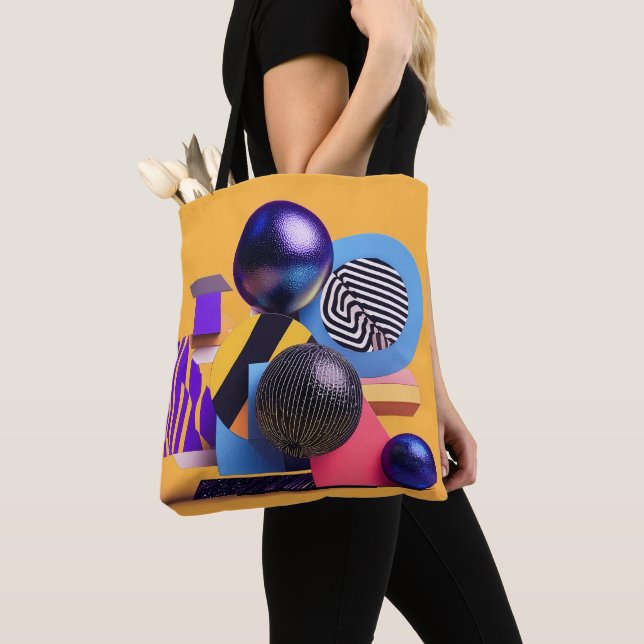 Abstract arrangement with colourful spheres tote bag (Close Up)