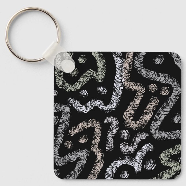 Abstract Arrow Grunge Pattern And Soft Pastels Key Ring (Front)