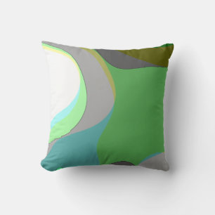 Abstract Art 303 - Green Blue Yellow Groovy Retro Cushion