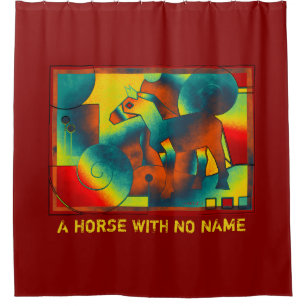 Abstract ART - A HORSE - blue red yellow Shower Curtain