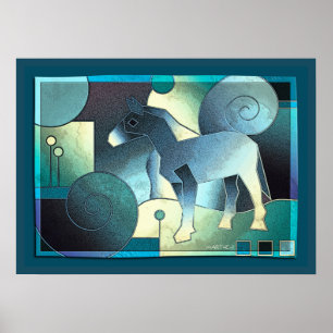 Abstract ART - A HORSE - blue sand Poster