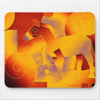 Abstract ART - A HORSE - brown orange Mouse Pad