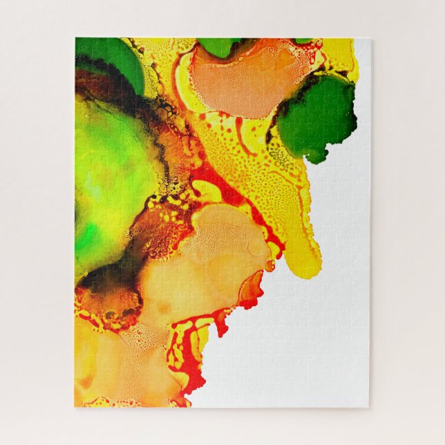 Abstract art alcohol ink yellow green jigsaw puzzle (Vertical)