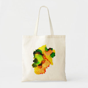 Abstract art alcohol ink yellow green tote bag