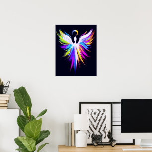 Abstract Art Angel Wings with Halo Poster