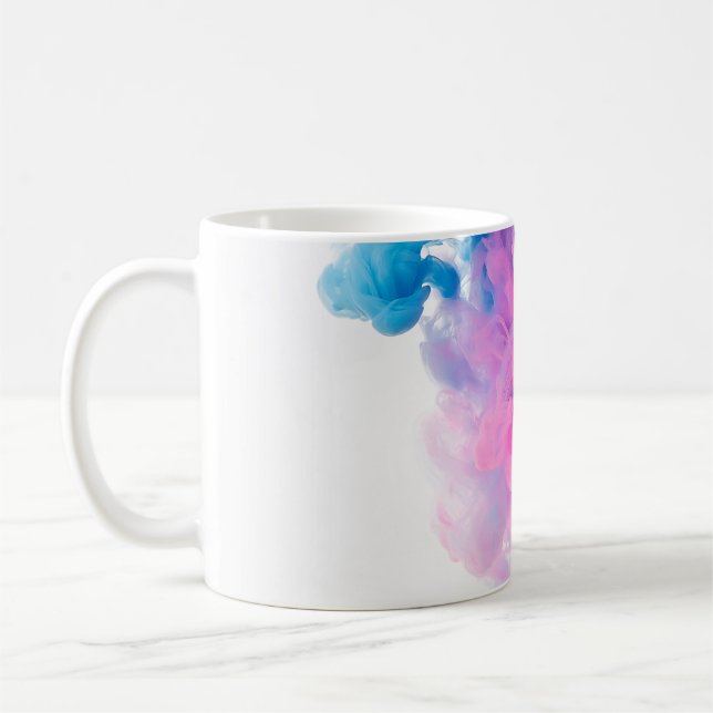 Abstract art background blue pink coffee mug (Left)