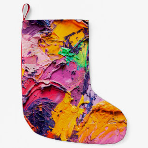 Abstract art background. Oil painting on canvas. M Small Christmas Stocking