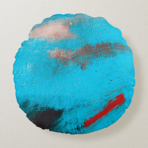 Abstract Art Backgroundart,paint,fine,blue,canvas, Round Cushion