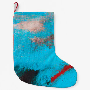 Abstract Art Backgroundart,paint,fine,blue,canvas, Small Christmas Stocking