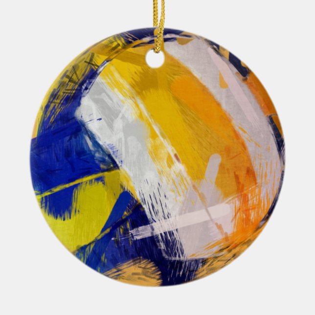 Abstract Art Beach Volleyball Ceramic Tree Decoration (Front)