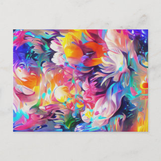 Abstract Art Beautiful And Colourful Floral Postcard