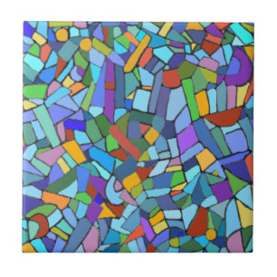 Abstract Art Beautiful Colourful Blue Mosaic Ceramic Tile