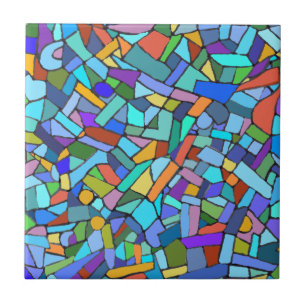 Abstract Art Beautiful Colourful Blue Mosaic Ceramic Tile