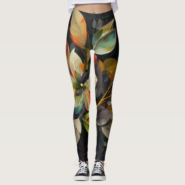 Abstract art beautiful flower Leggings (Front)