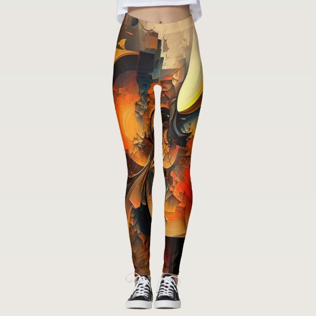 Abstract art beautiful flower Leggings (Front)