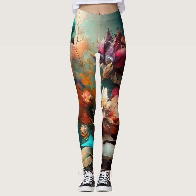 Abstract art beautiful flower Leggings (Front)