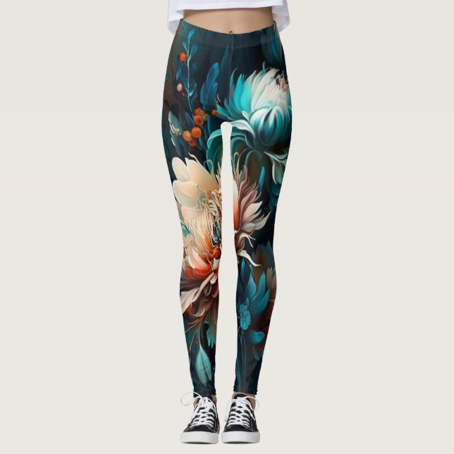 Abstract art beautiful flower Leggings (Front)