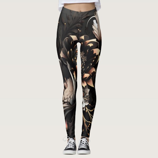 Abstract art beautiful flower Leggings (Front)