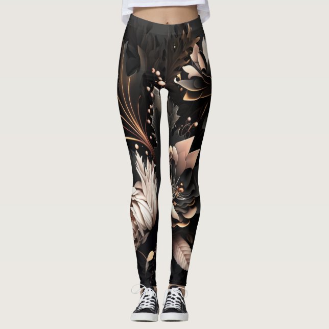 Abstract art beautiful flower Leggings (Front)