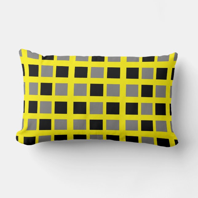 Abstract Art Black Grey Block Throw Pillow Cushion (Front)