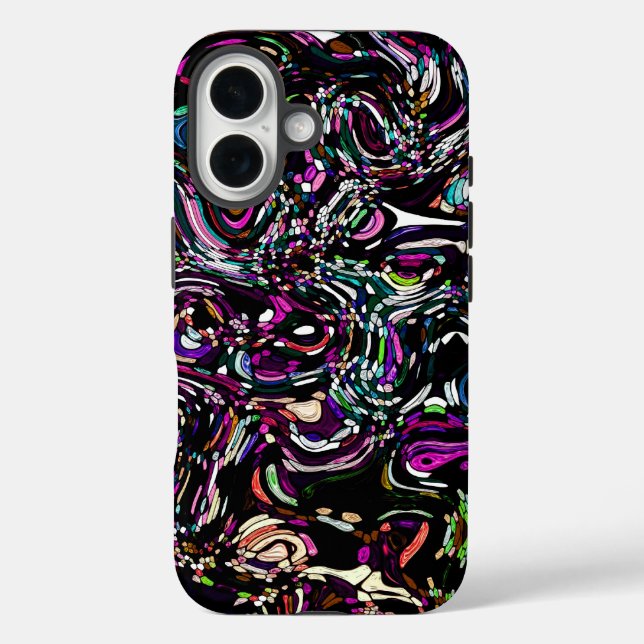 Abstract Art Black Swirl Purple Case-Mate iPhone Case (Back)