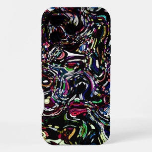 Abstract Art Black Swirl Red iPhone 16 Pro Max Case